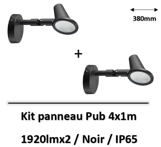 Be-led - Kit panneau PUB 4x1M - PROJ SIGN 16W-3000K-IP65-NOIR - PL10166502x2