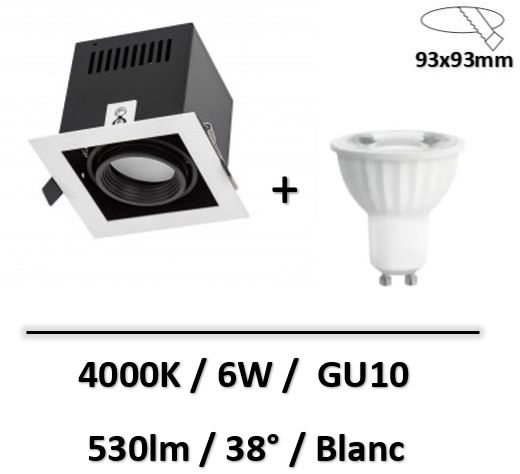 Spectrum - SPOT ENCAST. Modern Day BLANC - 4000K - 6W - GU10 - SLIP002011+WOJ+14093