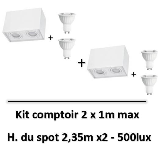 Spectrum - Spot led saillie 2xGU10 blanc - 2x6W - 3000K - WOJ14092x4-SLIP005036x2