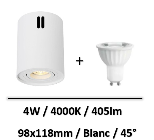 Ledme - Plafonnier Led Milano Gu10 4W - 4000K - LM4272+WOJ+14090