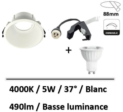 spot-led-basse-luminance-5W-led-arlux-blanc