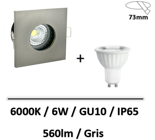 Spectrum - Spot LED IP65 pour douche + lampe 4W - Gris - 410lm - 6000K - SLIP001008+WOJ14091