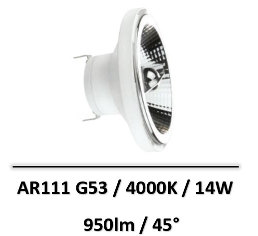 Spectrum - AMPOULE LED AR111 / G53 14W 4000K - 12V - WOJ+14557