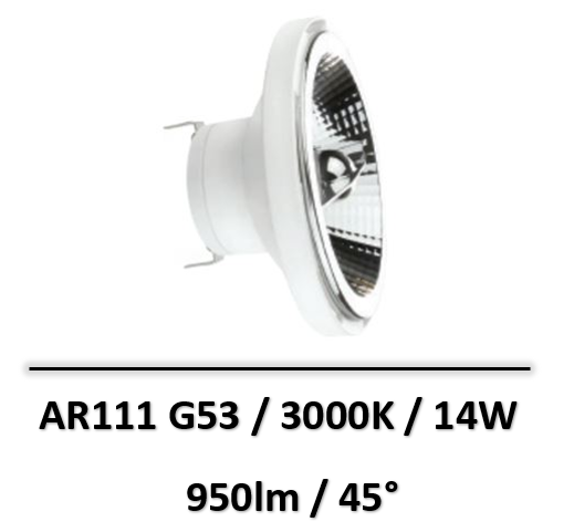 Spectrum - AMPOULE LED AR111 / G53 14W 3000K - 12V - WOJ+14556_14W