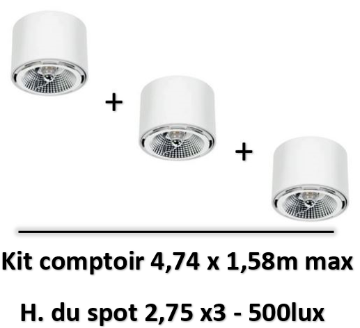 Spectrum - Applique saillie blanc + lampe 12W 45° AR111 4000K - SLIP005010x3+WOJ+14564x3