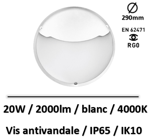 Lited - Hublot LED antivandale 20W - 4000K - NAU20-002