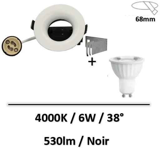 Arlux - SPOT SER-202 POUR LAMPE Ø50MM - DOUILLE GU10 INCL./Blanc 6W 4000K - 14093+851384