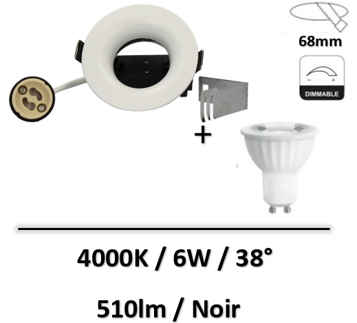 Arlux - SPOT SER-202 POUR LAMPE Ø50MM - DOUILLE GU10 INCL./Blanc 6W 4000K - 78192+851384