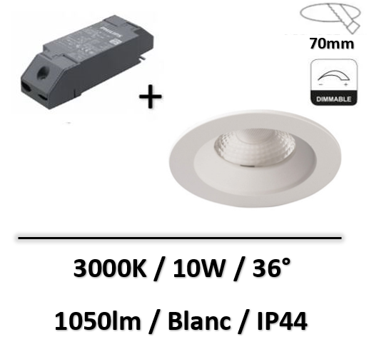 Lited - Downlight LED COBI 10W 3000K Blanc - Dimmable - LT-DW-10PWW