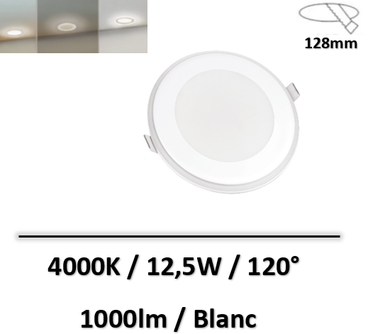 Spectrum - SPOT ENCAST. BLANC ROND - 4000K - 12W - SLI022026NW