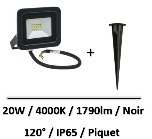 Spectrum - Projecteur piquet + 20W 4000K - SLI029038NW+ACC002015
