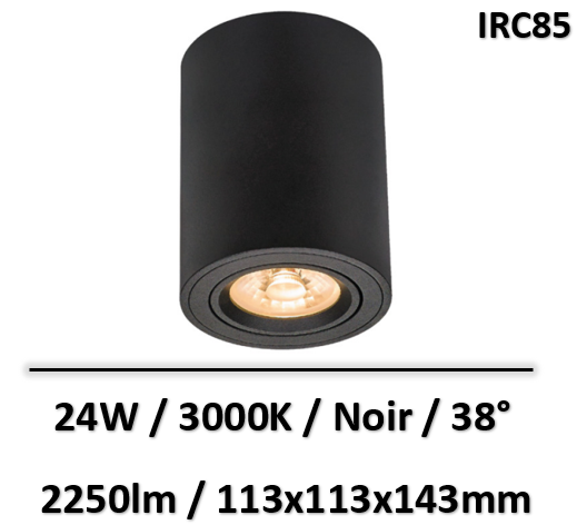 spot-led-lited-noir-3000K-saillie