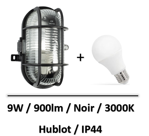 hublot-led-noir-tibelec-grille-9W-3000K