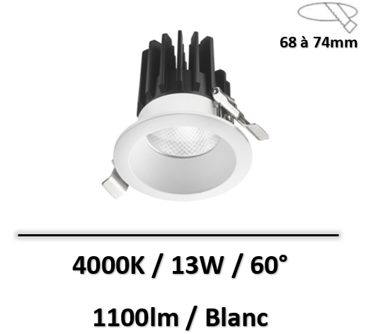 Be-led - SPOT LED ENC.13W-4000K-60-BLANC - BL01132002