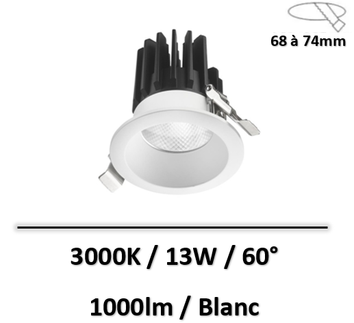Be-led - SPOT LED ENC.13W-3000K-60-BLANC - BL01132001