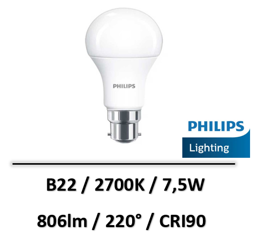 Philips - Ampoule Led CorePro B22 7.5W Eq 60W - SI577639