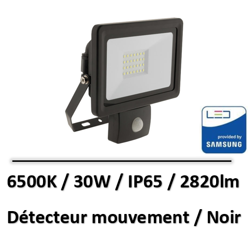 projecteur-led-30W-detecteur-samsung-noir