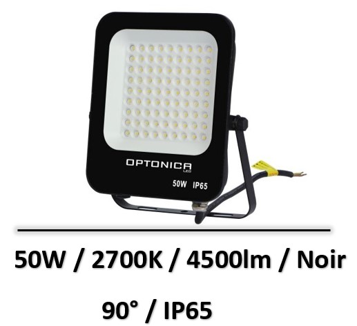 Optonica - Projecteur 50W noir - 2700K - 4500lm - 5732