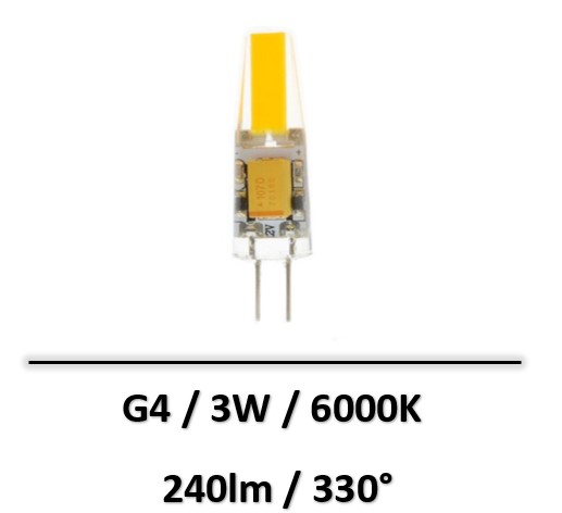 Ledme - Ampoule Led G4 12Vdc Cob 3W - LM3301
