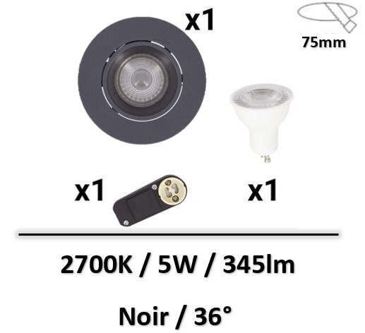spot-led-noir-xanlite-5W-encastre