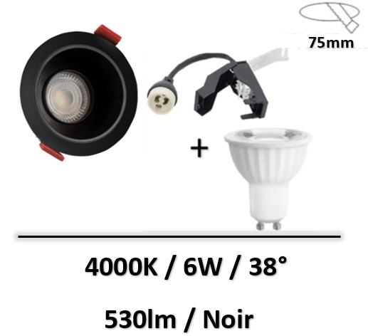 spot-led-noir-6W-basse-luminance-4000K