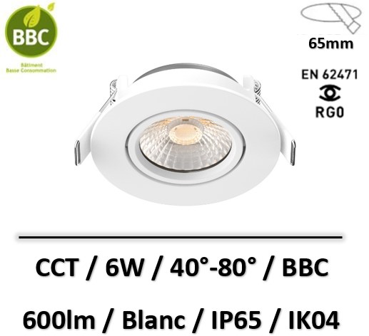 Lebenoid - Spot LED 6W blanc encastré 4000K IP65 BBC - 83120