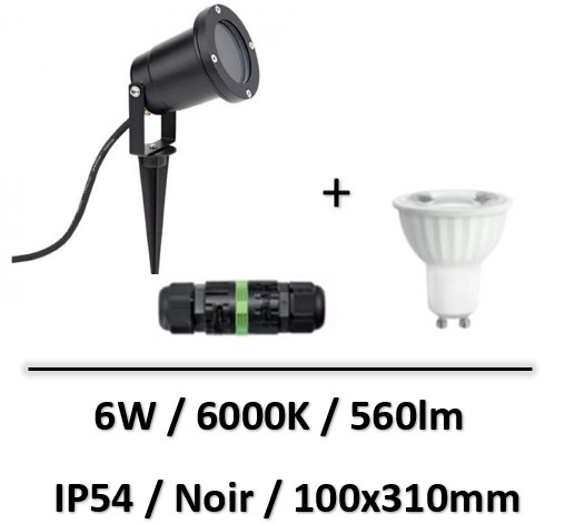 spot-led-sur-piquet-noir-6W