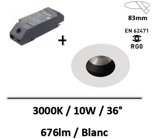 Lited - Downlight LED RETRO 10W 3000K Blanc - basse luminance - DW90BL-10WW