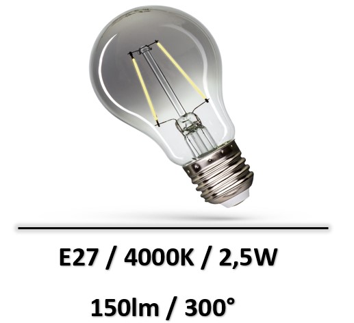 Spectrum - AMPOULE LED E27 2,5W 4000K Décorative - GLS - WOJ+14468