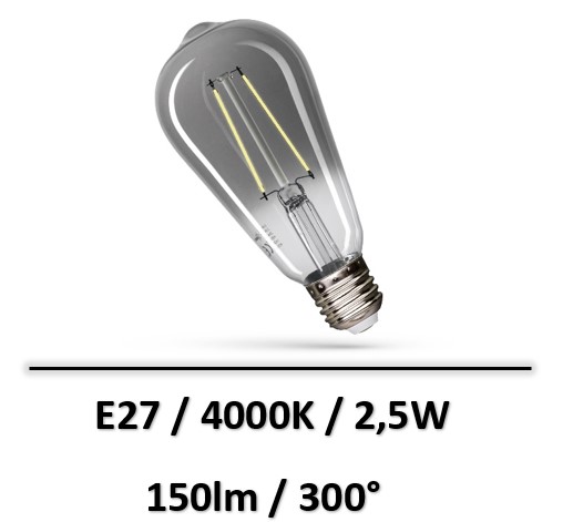 Spectrum - AMPOULE LED E27 2,5W 4000K Décorative - GLS - WOJ+14469
