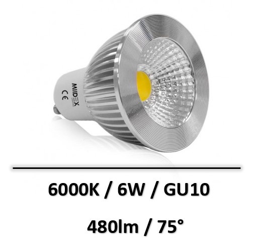 MIIDEX - AMPOULE LED GU10 COB 6W 6000K - 78626