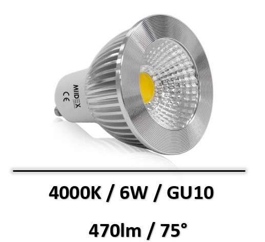 MIIDEX - AMPOULE LED GU10 COB 6W 4000K - 78618