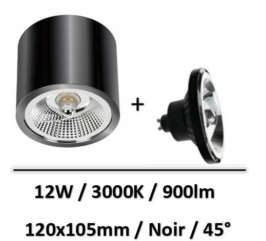 spot-led-saillie-noir-12W
