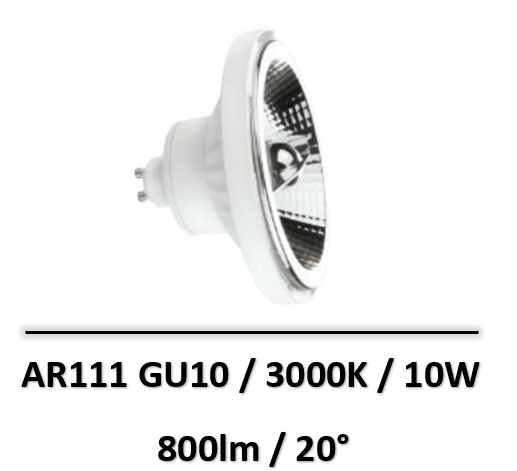 Spectrum - AMPOULE LED AR111 / GU10 10W 3000K - WOJ+14560