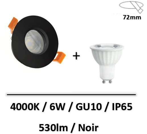 Spot LED encastrable IP65 82mm GU5.3 230V 5W 380lm