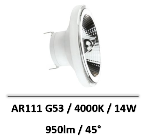 Spectrum - AMPOULE LED AR111 / G53 14W 4000K - 12V - WOJ+14557_14W