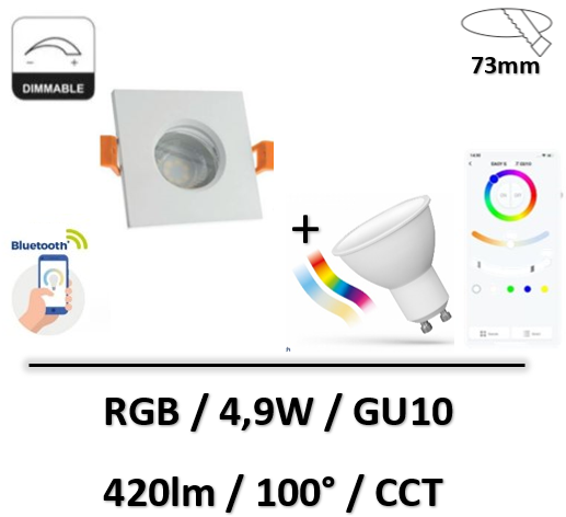 Spectrum - Spot LED IP65 pour douche + lampe 5W - Blanc -RGB - 490lm - SLIP001007-WOJ14631