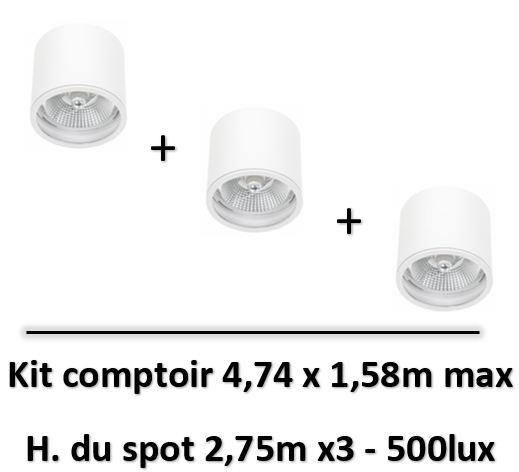 Spectrum - Applique saillie blanc + lampe 12W 45° AR111 4000K - SLIP005031x3+WOJ+14564x3
