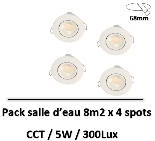 Spot Led Encastré pour Salle de Bain Orientable SPT651 5W 600 Lm  Température de Lumière Variable ARCHI 950111 Arlux