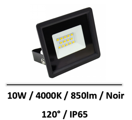 Spectrum - Projecteur 10W Noir - 4000K - 850lm - SLI029048NW-PW