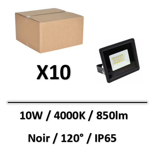 Spectrum - Projecteur 10W Noir - 4000K - 850lm - SLI029048NW-PWx10