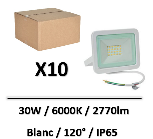 Spectrum - Projecteur 30W Blanc - 6000K - 2770lm - SLI029043CWx10