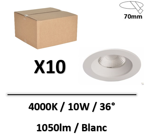 Lited - Downlight LED COBI Fixe 10W 4000K Blanc - LT-DW-10x10