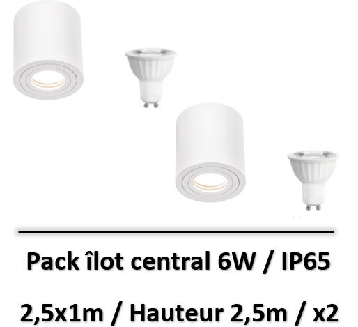 Spectrum - Spot led saillie GU10 blanc - 6W - 4000K - IP65 - WOJ14093x2+SLIP005033x2