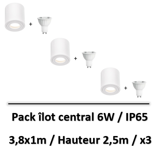 Spectrum - Spot led saillie GU10 blanc - 6W - 3000K - IP65 - WOJ14092x3+SLIP005033x3