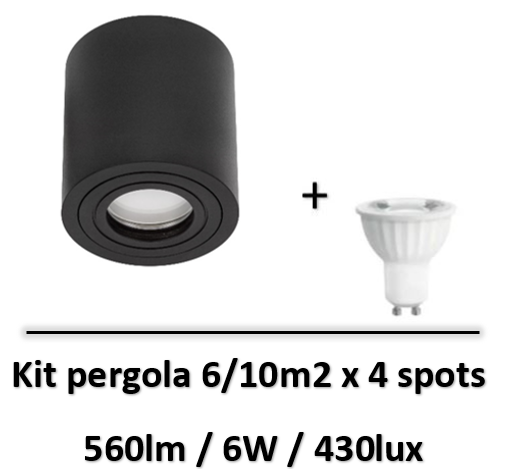 Spectrum - Spot led saillie GU10 noir - 6W - 3000K - IP65 - WOJ14092x4+SLIP005034x4