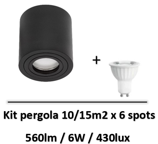 Spectrum - Spot led saillie GU10 noir - 6W - 3000K - IP65 - WOJ14092x6+SLIP005034x6