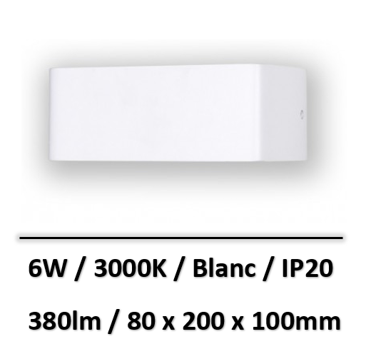 MIIDEX - APPLIQUE MURALE LED BLANC 6W 3000K - 7031