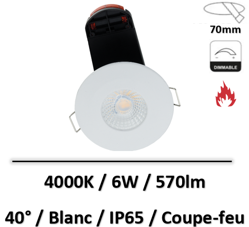 4x Downlights LED Intelligents Aurora MPro IP65 - Coupe-feu, Zigbee, 6,5W, CCT Réglable 2200-5000K, Neuf Sous Blister