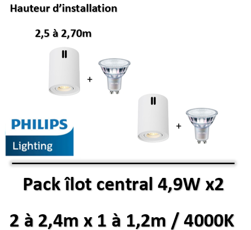 Ledme - Plafonnier Led Milano Gu10 4,9W - 4000K - LM4272x2+30861900x2